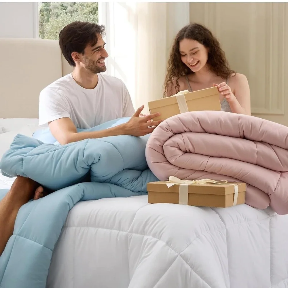 Bedsure Oversized Queen Comforter Duvet Insert Cream Down Alternative All Season
